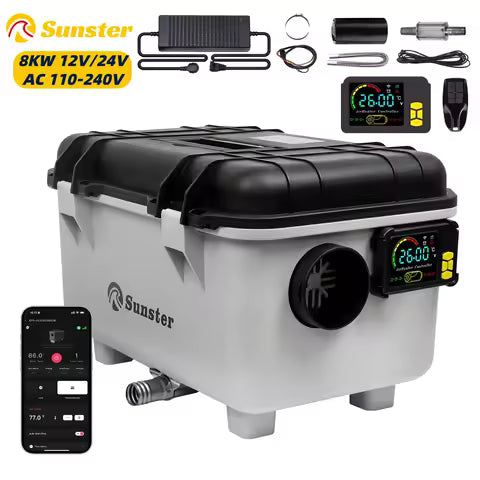Sunster Portable 8KW 12V/24V/220V toolbox Diesel Parking Air Heater w/Ventilation mode/constant temperature/24H Timing For R